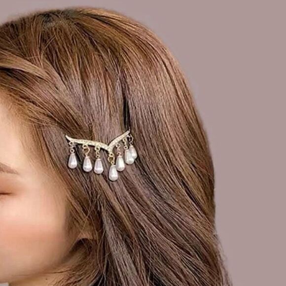 Pearl drop hair clip S756 - Picture 1 of 3